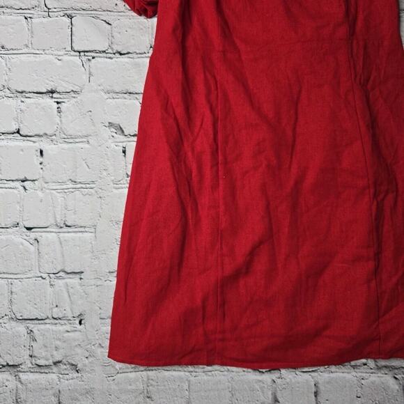 Francescas Mi Ami Grettie Bow Back Mini Dress Red New Size Large Puff Sleeve - Picture 6 of 14
